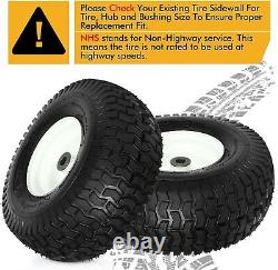 15x6.00-6 Lawn Mower Tires with Tube and Rim 4 Ply 400lbs Capacity, Set of 2