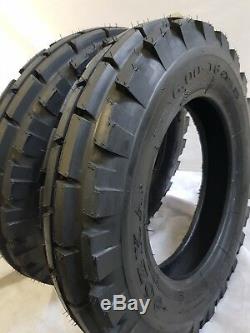 (2 TIRES + 2 TUBES) 6.50-16 8 PLY KNK33 3-Rib Farm Tractor Tires WithTube 6.50x16