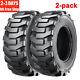 2Pack 10X16.5 10-16.5 Skid Steer Tire with Rim Guard 12Ply Bobcat Deere Heavy Duty