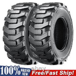 2Pack 10X16.5 10-16.5 Skid Steer Tire with Rim Guard 12Ply Bobcat Deere Heavy Duty