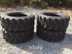 4 NEW 10-16.5 Skid Steer Tires with Rim guard -10X16.5 12 PLY-for Bobcat & other