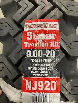 4 New Tires & Tubes 9.00 20 Power King Super Traction HD 10 ply 134/129G NTJ920