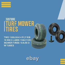 Two 16X6.50-8 4 Ply Rib 16 650 8 Lawn Tractor Mower Tires 16-6.50-8 W Tubes, Equ
